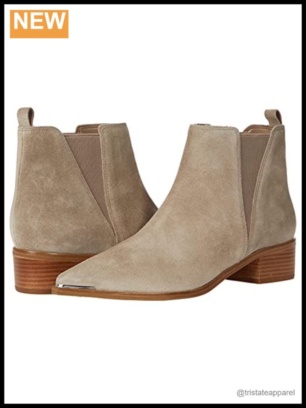 Marc Fisher Ltd Suede Pointed Toe Ankle Bootie with Metal Toe Detail
